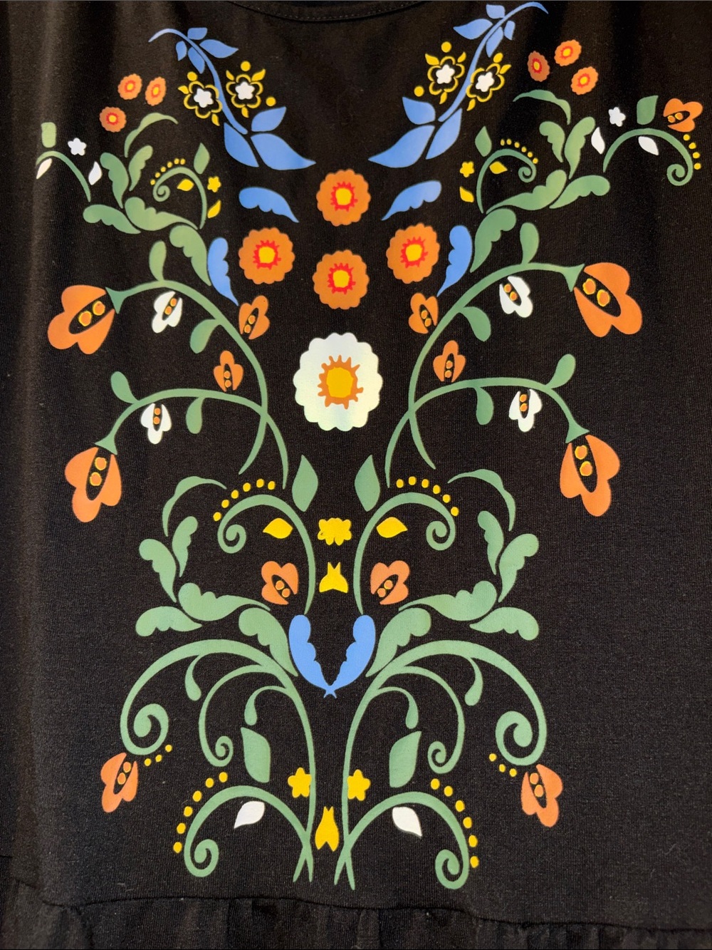 Women’s 4XL Black Short-Sleeve Dress with Colorful Floral Boho printed details - Picture 2 of 10
